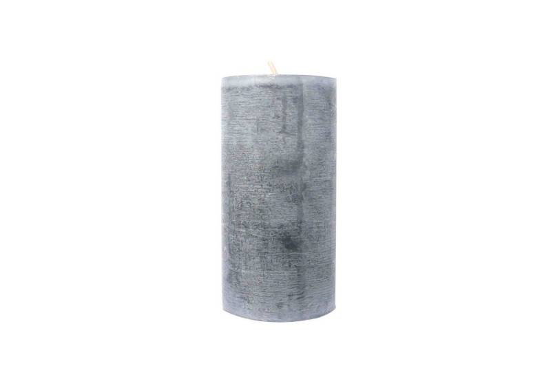B&S Stumpenkerze Kerze Frostoptik grau Ø 10 x 20 cm von B&S
