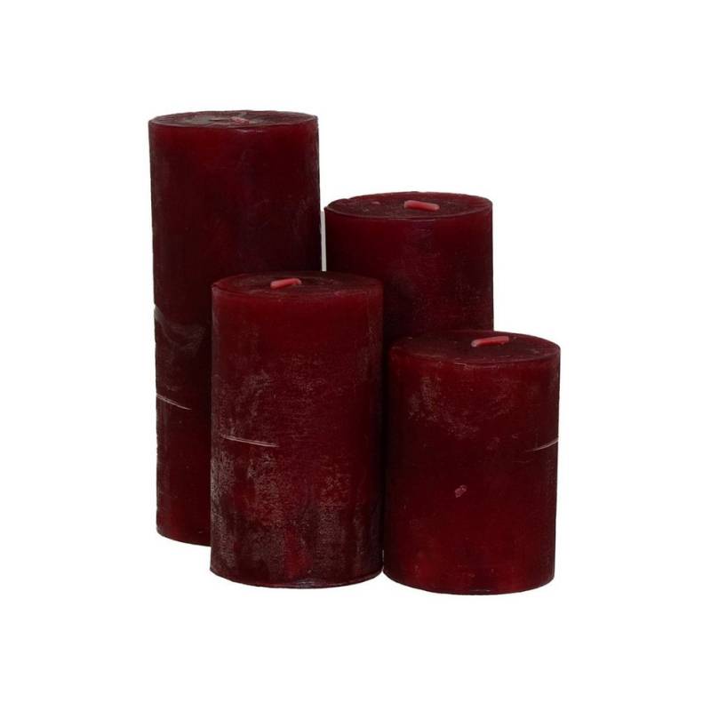 B&S Stumpenkerze Kerzen Frost 4er Set bordeaux von B&S