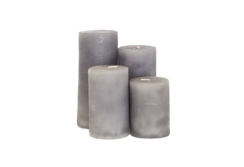 B&S Stumpenkerze Kerzen Frost 4er Set steingrau von B&S