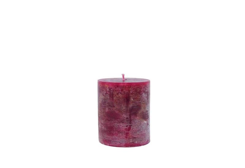 B&S Stumpenkerze Rustikkerze durchgefärbt bordeaux mamoriert Ø 10 cm x 12 cm von B&S