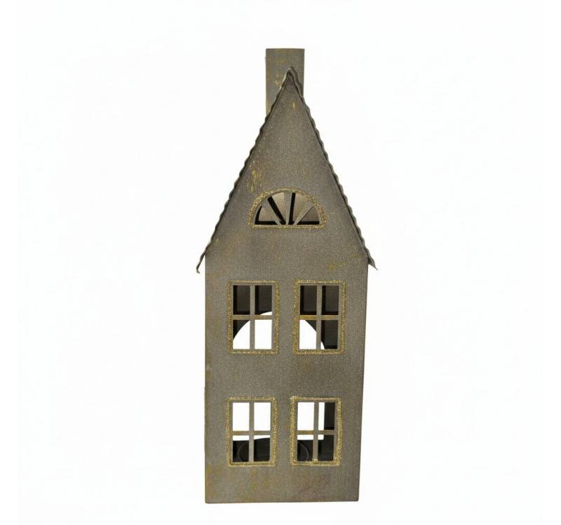 B&S Teelichthalter Metall Lichthaus für Teelicht / Haus / 29 cm / Grau (1 St) von B&S