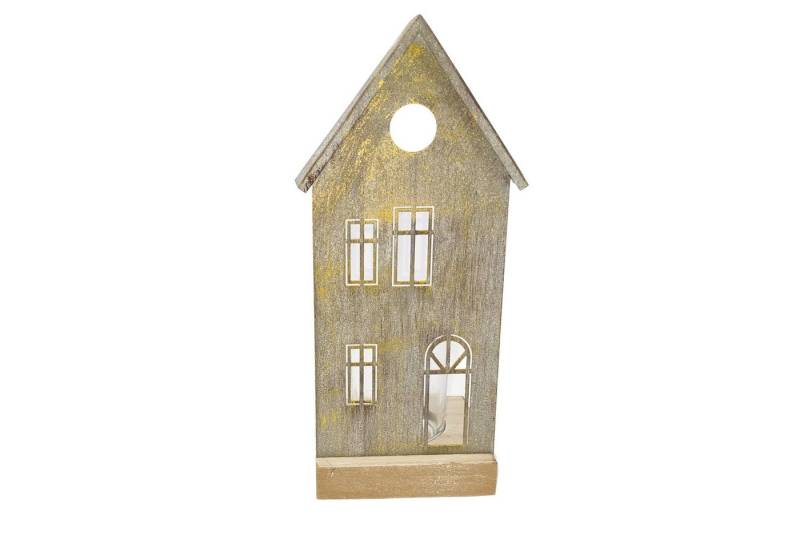 B&S Teelichthalter Teelichthalter / Haus Silhouette / 25 cm / Metall / Grau (1 St) von B&S