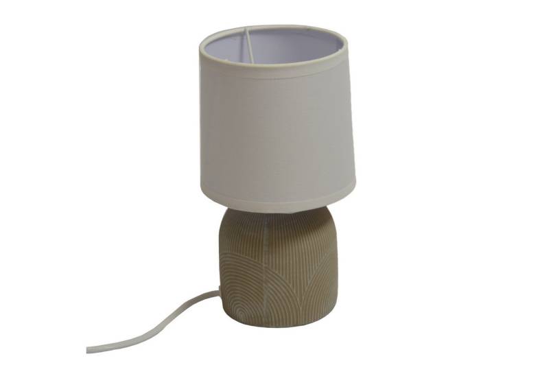 B&S Tischleuchte Nachttischleuchte Keramik Stoff Rund E14 Höhe 22 cm beige von B&S
