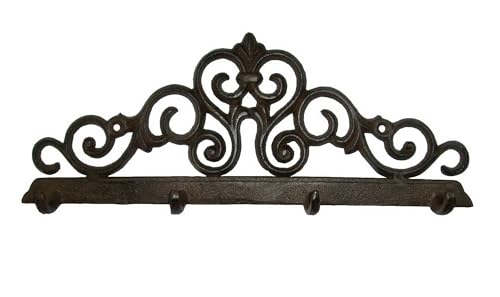 B & S Wandgarderobe Gusseisen Antik Rostlook Ornament mit 4 Haken von B & S