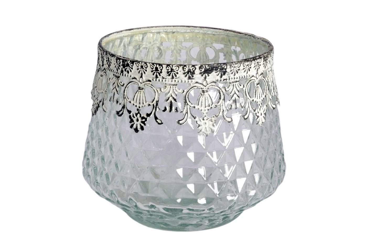 B&S Windlicht Teelichtglas Zierrand Metall von B&S