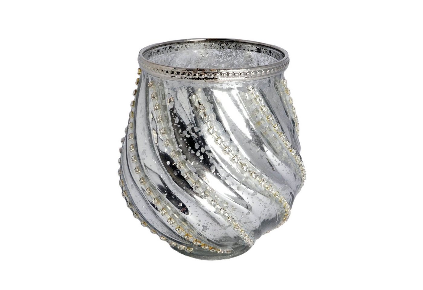 B&S Windlicht Teelichtglas Kerzenhalter Glas / Metall silber von B&S