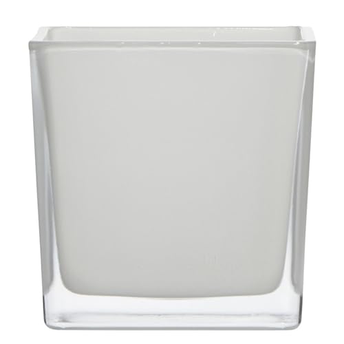 Glasvase Würfel Cubic weiß Quadratisch 12 x12 x 12cm von B & S