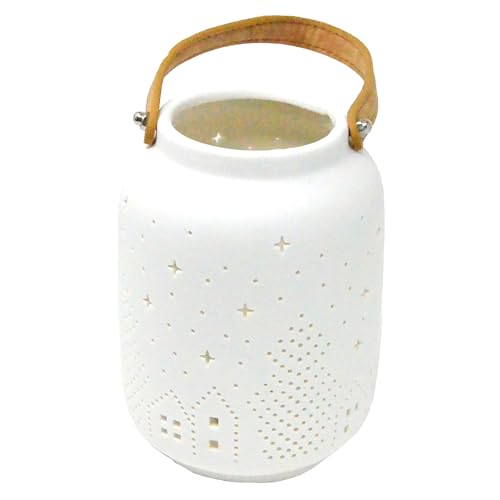 Keramik-Windlicht mit LED-Beleuchtung weiß H 17 xØ 11,5 cm Keramik-Windlicht mit LED-Beleuchtung weiß H 17 xØ 11,5 cm von B & S