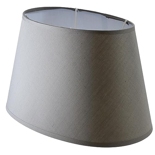 Lampenschirm Stofflampenschirm in Leinenoptik Oval für E14/E27 Fassung H 22 (grau) von B & S
