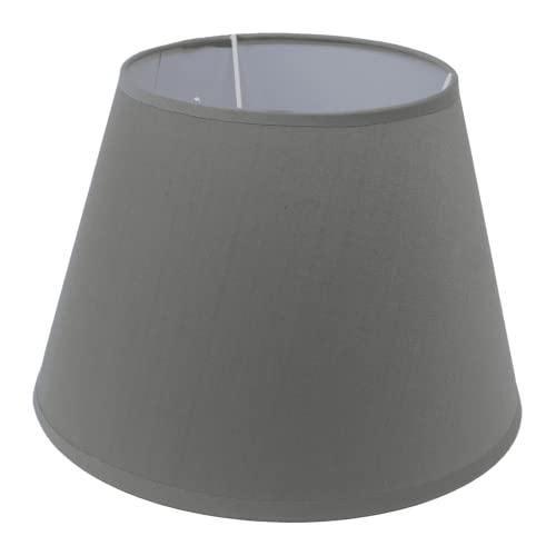 Lampenschirm für Steh- Tischlampen E27/E 14 olivgrün Stoffschirm rund H22.5 cm (grau) von B & S