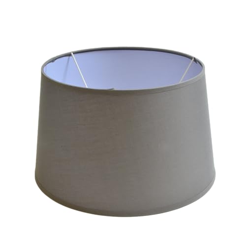 Lampenschirm rund aus Stoff H 16 x Ø 25 cm für Tisch - Stehlampen (grau) von B & S