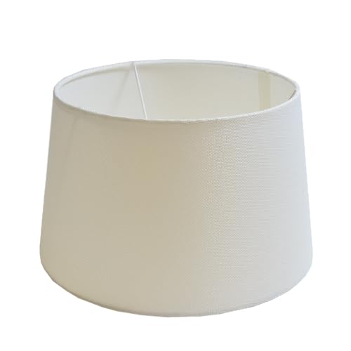 Lampenschirm rund aus Stoff H 18 x Ø 30 cm für Tisch - Stehlampen (weiß) von B & S