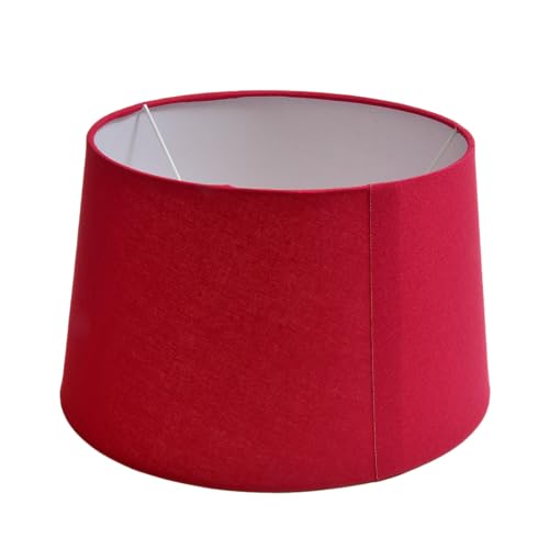 Lampenschirm rund aus Stoff H 18 x Ø 30 cm für Tisch - Stehlampen (rot) von B & S