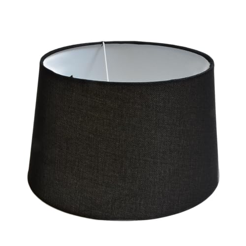 Lampenschirm rund aus Stoff H 18 x Ø 30 cm für Tisch - Stehlampen (schwarz struktur) von B & S