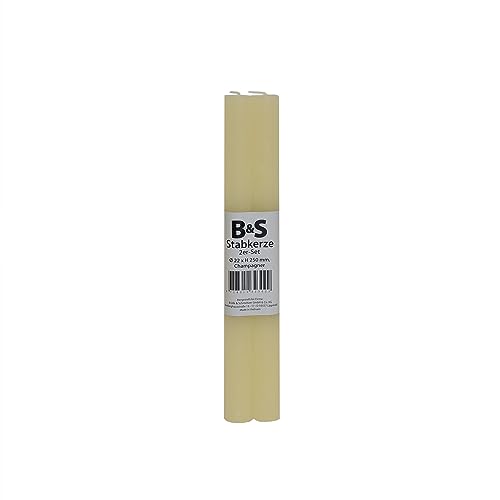 Stabkerzen 2er Set 250 mm x Ø 22 mm (champagner) von B & S