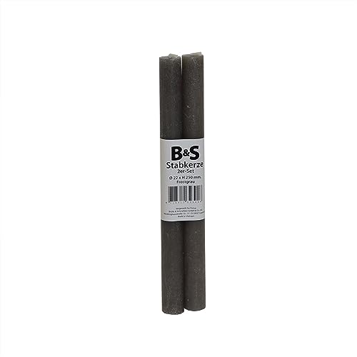 Stabkerzen 2er Set 250 mm x Ø 22 mm (frostgrau) von B & S