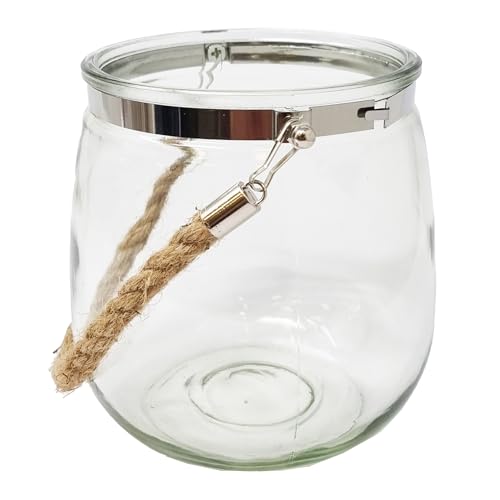 Windlicht Glas Teelicht Landhaus – Romantisches Gartenlicht Jute Henkel von B & S
