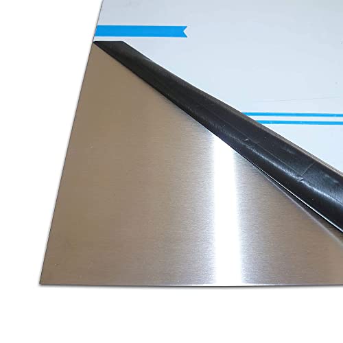 B&T Metall Edelstahl V2A Blech-Zuschnitt geschliffen K240, foliert | 1,0 mm stark | Größe 50 x 100 cm (500 x 1000 mm) von B&T Metall