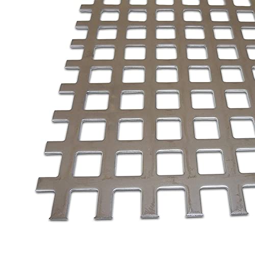B&T Metall Edelstahl V2A Lochblech Zuschnitt, blank gewalzt | 1,5mm stark | Quadratlochung 10x10mm gerade QG 10-15 | Größe 10 x 60 cm (100 x 600 mm) von B&T Metall