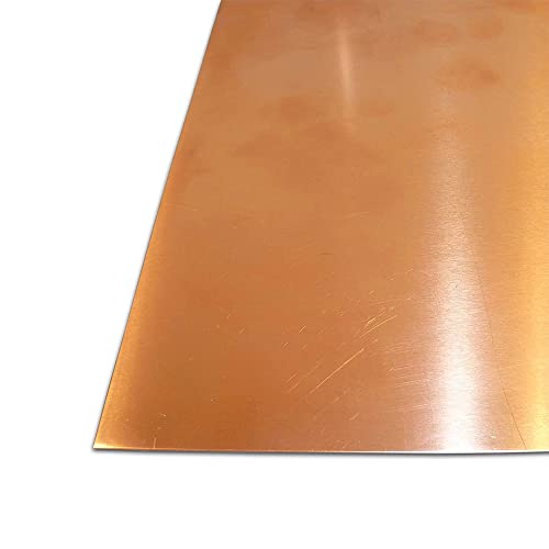 B&T Metall | Kupferblech 0,8 mm stark | Qualität nach DIN EN 1172 CUI-DHP-CW024A R240 halbhart | Zuschnitt auf Wunsch | Größe 100 x 250 mm (10 x 25 cm) von B&T Metall