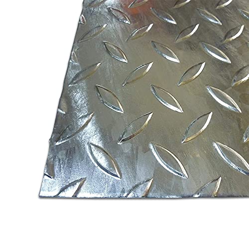 B&T Metall Stahl Tränen-Blech verzinkt, Eisen St 37 | 3,0 mm stark | Riffel-Blech als Zuschnitt Größe 1000 x 1000 mm (100 x 100 cm) von B&T Metall