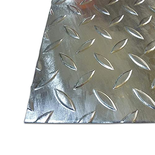 B&T Metall Stahl Tränen-Blech verzinkt, Eisen St 37 | 3,0 mm stark | Riffel-Blech als Zuschnitt Größe 400 x 600 mm (40 x 60 cm) von B&T Metall