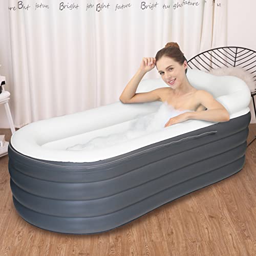 B&Y Aufblasbare Faltbare Badewanne für Erwachsene 168x76x68cm Faltbare Badewanne Eisbaden Tonne Freistehende Badewanne für Die Dusche Garten Eisbad Eisbaden und Heiß mit Pumpe von B&Y