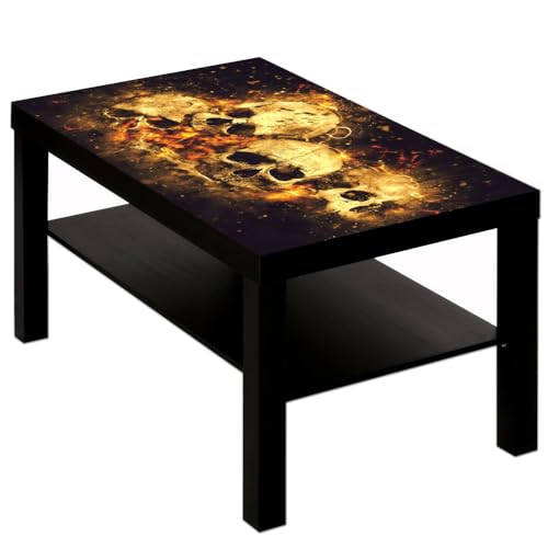 B-wie-Bilder.de Couchtisch Tisch Totenkopf Feuer Farbe schwarz weiß Tisch schwarz von B-wie-Bilder.de