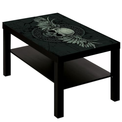 B-wie-Bilder.de Couchtisch Tisch Totenkopf Flügel Wappen Farbe Color Tisch schwarz von B-wie-Bilder.de