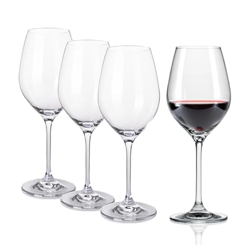 B.BOHEMIAN Weingläser 470 ml Spinoza – 4er-Set – Kristallglas, elegantes Design, ideal für Weiß- und Rotwein - spülmaschinenfest von B.BOHEMIAN
