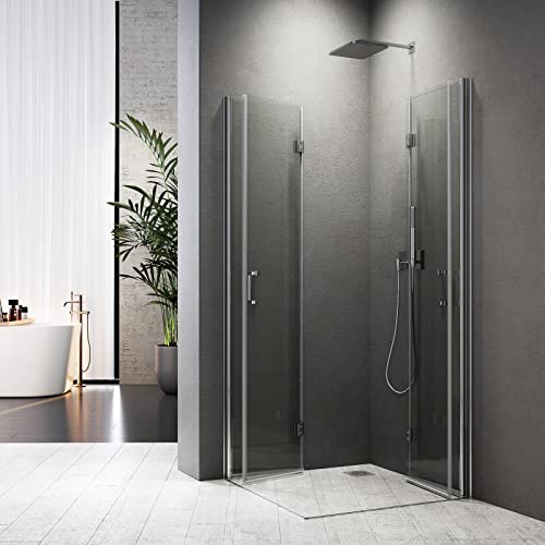 Duschkabine 80x100cm Falttür 180° Dusche Duschabtrennung 6mm NANO Glas Höhe 195cm von BD-Baode