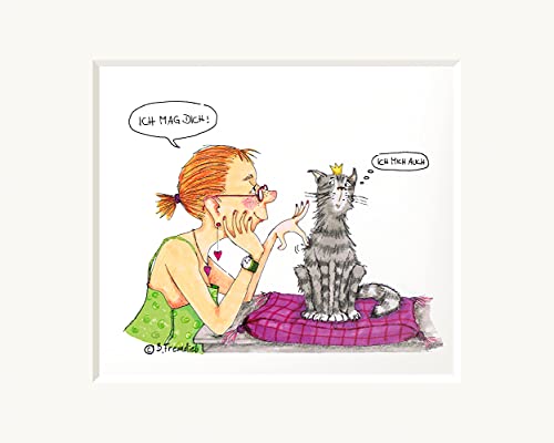 Bild | Katze Ich mag Dich | Passepartout Kunstdruck Wandbild | Katzenliebe | Geschenk | 30 cm | Barbara Freundlieb von B.Freundlieb