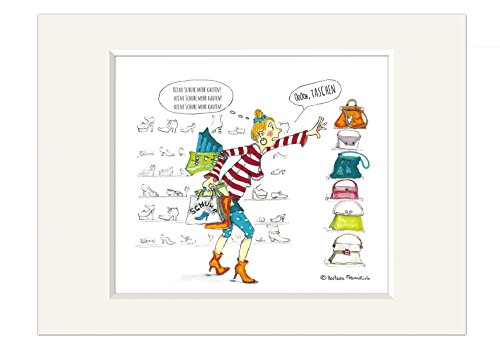 B.Freundlieb Passepartout Bild - Keine Schuhe mehr kaufen - Taschen - Frau Shoppen - Druck - Wandbild - Rechteckig - Vibrant and varied colors - Allgemein - Indoor - Wandmontage von B.Freundlieb