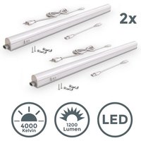 B.k.licht - 2x led Unterbauleuchte Lampe 15W 87cm Lichtleiste Beleuchtung Küche Schrank weiß von B.K.LICHT