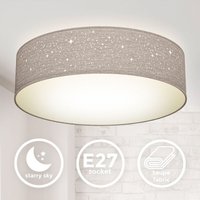 B.k.licht - Deckenleuchte Sterndekor Stoff-Lampe Textil Kinderzimmer Schlafzimmer taupe E27 von B.K.LICHT