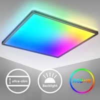 B.k.licht - led Panel 42x42 cm - 22W, 2700lm, dimmbar, Fernbedienung, rgbw, schwarz von B.K.LICHT