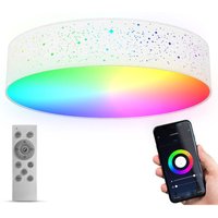 Led wifi Deckenleuchte Stoff Smartdeckenlampe rgb cct 30W 49cm App Fernbedienung von B.K.LICHT