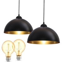 B.k.licht - Design Pendelleuchte schwarz-gold Hänge-Leuchte Küche inkl. E27 Leuchtmittel von B.K.LICHT