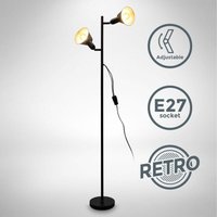 Led Stehlampe Wohnzimmer Kabelschalter Stehleuchte 142cm Schwarz E27 2-flammig von B.K.LICHT