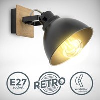 Led Wandlampe Retro schwarz 230V E27 Wandstrahler schwenkbar Vintage Wohnzimmer von B.K.LICHT