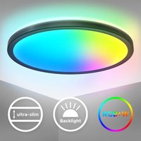 Led Panel 29 cm - 15W, 1850lm, dimmbar, Fernbedienung, rgbw, schwarz von B.K.LICHT