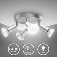 Deckenstrahler - 11,6W, 1040lm, led, schwenkbar, GU10, Rondell, warmweiß, matt-nickel Deckenstrahler - 11,6W, 1040lm, led, schwenkbar, GU10, Rondell, warmweiß, matt-nickel von B.K.LICHT