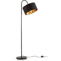 Stehleuchte Retro schwarz-gold Stoff E27 gebogen flexibel Stehlampe Wohnzimmer - 10 von B.K.LICHT