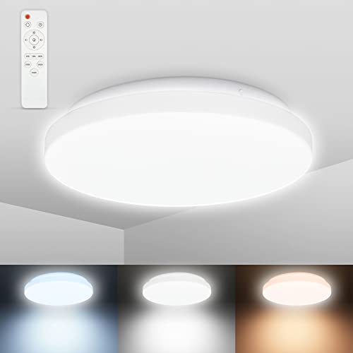 B.K.Licht - Deckenlampe Bad mit Fernbedienung, einstellbar warmweiß bis kaltweiß, dimmbar, LED Deckenleuchte, LED Lampe, Badlampe, Badezimmerlampe, Küchenlampe, Feuchtraumleuchte, 28,8x7 cm, Weiß B.K.Licht - Deckenlampe Bad mit Fernbedienung, einstellbar warmweiß bis kaltweiß, dimmbar, LED Deckenleuchte, LED Lampe, Badlampe, Badezimmerlampe, Küchenlampe, Feuchtraumleuchte, 28,8x7 cm, Weiß von B.K.Licht