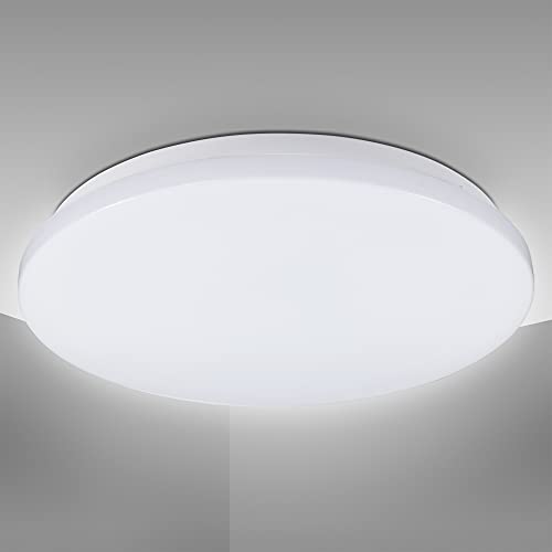 B.K.Licht - Deckenlampe mit indirektem Licht, neutralweiße Lichtfarbe, 15 Watt, 1500 Lumen, LED Deckenleuchte, LED Lampe, Wohnzimmerlampe, Schlafzimmerlampe, Küchenlampe, 27x5x4 cm, Weiß von B.K.Licht