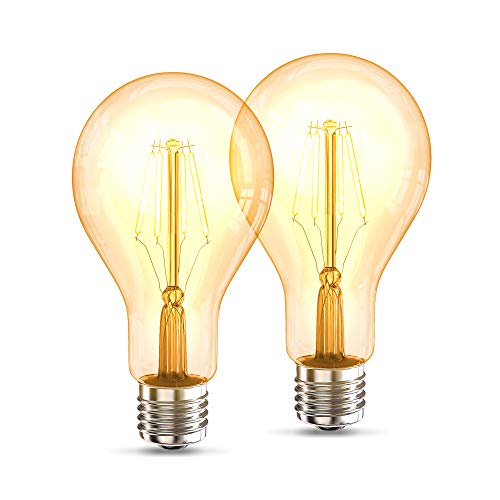 B.K.Licht - 2er Set LED Lampe E27 mit extra warmweißer Lichtfarbe, A75 Form, 4 Watt, 360 Lumen, LED Glühbirne, Leuchtmittel, Birne, Vintage, Retro, Edison, 13,5x7,2 cm, Bernsteinfarbig B.K.Licht - 2er Set LED Lampe E27 mit extra warmweißer Lichtfarbe, A75 Form, 4 Watt, 360 Lumen, LED Glühbirne, Leuchtmittel, Birne, Vintage, Retro, Edison, 13,5x7,2 cm, Bernsteinfarbig von B.K.Licht