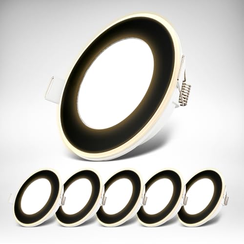B.K.Licht - 6er Set LED Einbaustrahler 230V mit Nachtlichtfunktion, Flächen und Ringe sep. schaltbar, Speicherfunktion, LED Spot, flach, Deckenspots, Einbauleuchten, 68mm, 93x30mm, Schwarz B.K.Licht - 6er Set LED Einbaustrahler 230V mit Nachtlichtfunktion, Flächen und Ringe sep. schaltbar, Speicherfunktion, LED Spot, flach, Deckenspots, Einbauleuchten, 68mm, 93x30mm, Schwarz von B.K.Licht