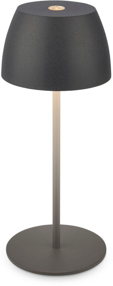 B.K.Licht Außen-Tischleuchte BK_TL1606 Mini Akku LED Tischlampe, Touchdimmer, mit USB-C, Dimmfunktion, LED fest integriert, Extra-Warmweiß, 2.700 K, 150Lm, 2,5W, Akku wechselbar, max. 24h Leuchtdauer, Anthrazit von B.K.Licht