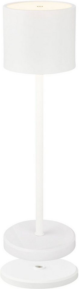 B.K.Licht Außen-Tischleuchte BK_TL1607 Akku Tischlampe mit Ladestation, 3-Stufen Touchdimmer, IP44, Dimmfunktion, LED fest integriert, Extra-Warmweiß, 3.000 K, 230 Lm, 2,5W, Akku wechselbar, max. 12h Leuchtdauer, Weiß von B.K.Licht