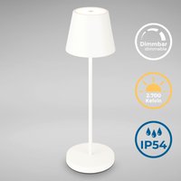 B.K.Licht Außen-Tischleuchte "LED Akku Tischleuchte mit Touchdimmer", 1 flammig, Leuchtmittel LED-Modul  LED fest integriert, Kunststoff Metall mit USB Kabel und integrierter Batterie IP54 Ø12cm von B.K.Licht